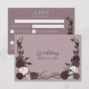 Humeurige Schedel Roos Mauve Bruiloft RSVP Save The Date