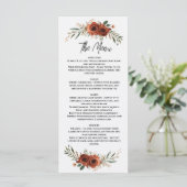 Humeurige Terracotta Bloem Boho Bruiloft Menu (Staand voorkant)