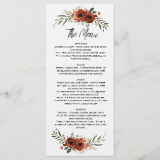 Humeurige Terracotta Bloem Boho Bruiloft Menu