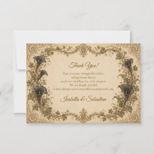 Humeurige Vintage Botanische Bruiloft Bedankkaart