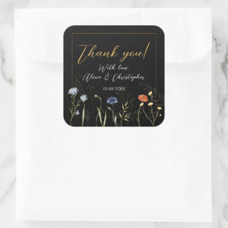 Humeurige Wilde Bloem Boho Botanische Trouw Vierkante Sticker