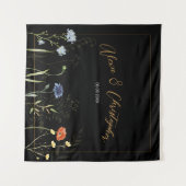 Humeurige Wilde Bloem Boho Botanische Trouw Wandkleed (Voorkant (horizontaal))