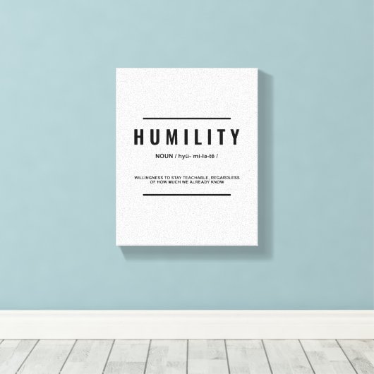 Humiliteitsdefinitie | Inspirerend Quote Wall Art Canvas Afdruk (Insitu (Houten vloer))
