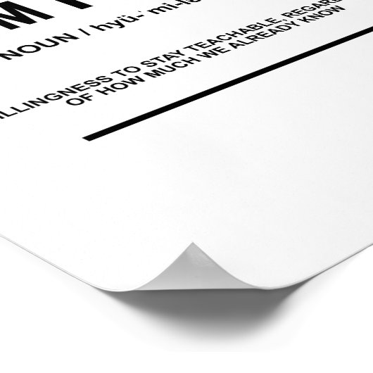 Humility Definition | Inspirational Quote Poster (Hoek)