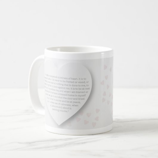 Humility is Perpetual Quietness of Heart mug Koffiemok (Voorkant links)