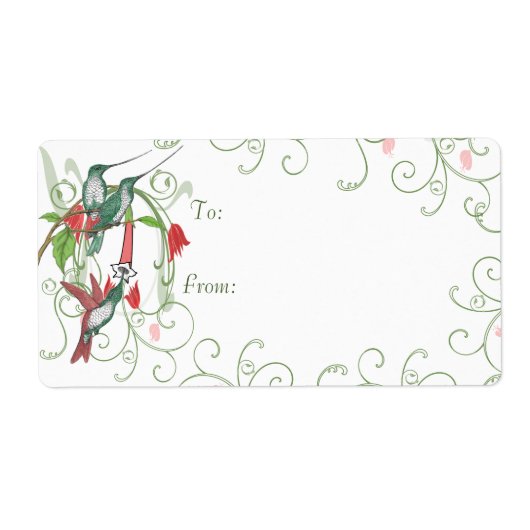 Humingbird Swirl-kerstcadeautjes Labels (Voorkant)