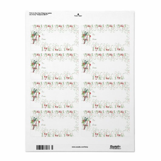 Humingbird Swirl-kerstcadeautjes Labels (Full Sheet)
