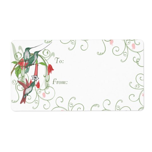 Humingbird Swirl-kerstcadeautjes Labels (Voorkant)