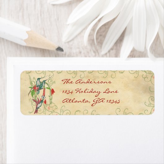  Humingbird Swirl Return-adres Etiket (Insitu)