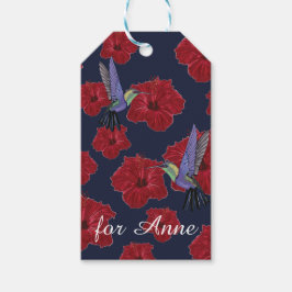 Humingvogels Hibiscus Floral Art op maat Cadeaulabel