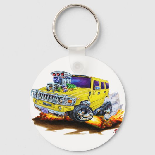 Hummer H2 Yellow Truck Sleutelhanger (Voorkant)