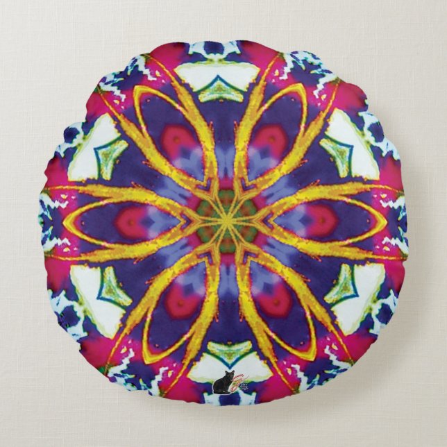 Hummers Kaleidoscoop Rond Kussen (Voorkant)
