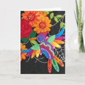 Hummiingbird Felt Sequin Beads Stitched Pretty Kaart (Voorkant)