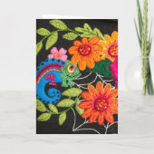 Hummiingbird Felt Sequin Beads Stitched Pretty  Kaart (Achterkant)