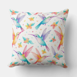 Humming bird and floral pastel watercolor pattern kussen