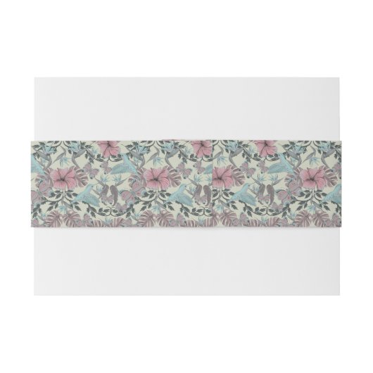 Humming bird and hibiscus pattern - belly band uitnodigingen wikkel (Achterkant Voorbeeld)