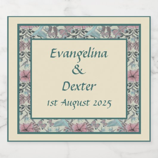 Humming bird and Hibiscus - Sparkling Wijnetiket (Enkel label)