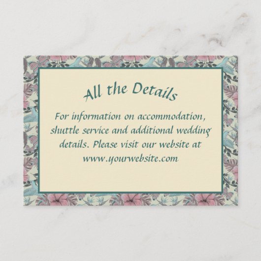 Humming bird and hibiscus - wedding enclosure card informatiekaartje (Voorkant)
