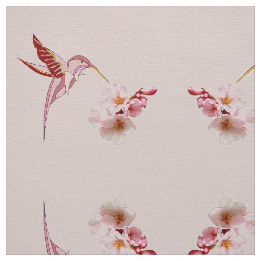 Humming Bird & Cherry Blossom Stof (Swatch)
