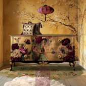 Humming Bird & Floral, Bourgondië & Gouden Achterg Tissuepapier