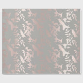 Humming-bird Floral Tropic Zomer Roze Grijs Cadeaupapier (Vlak)