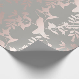 Humming-bird Floral Tropic Zomer Roze Grijs Cadeaupapier