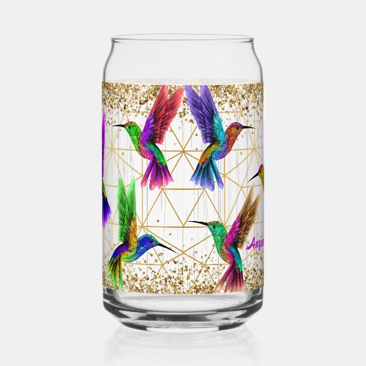 Humming Bird gepersonaliseerde Tumbler Wrap Blikvorm Glas (Rechts)