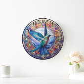 Humming Bird Glass Effect Abstracte schilderkunst Grote Klok (Huis)