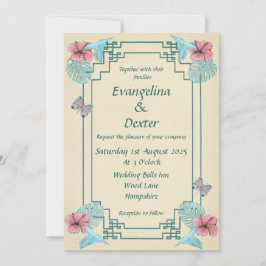 Humming Bird & Hibiscus - Uitnodiging voor een bru