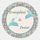 Humming bird & Hibiscus - wedding sticker (Voorkant)