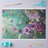 Humming Bird in the Garden, paarse bloemen Tissuepapier (Craft)