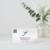 Humming Bird Logo | Visitekaartje QR-code (Staand voorkant)