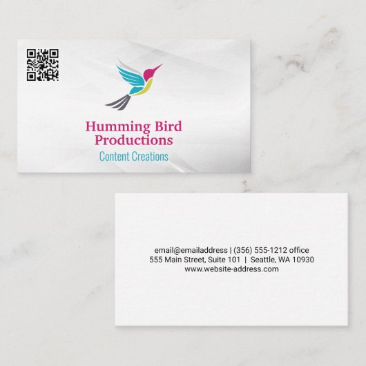 Humming Bird Logo | Visitekaartje QR-code (Voorkant / Achterkant)