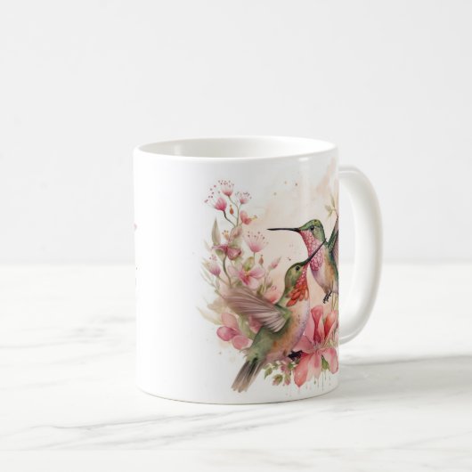Humming Bird met Bloemen Koffiemok (Voorkant rechts)