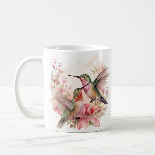 Humming Bird met Bloemen Koffiemok (Links)