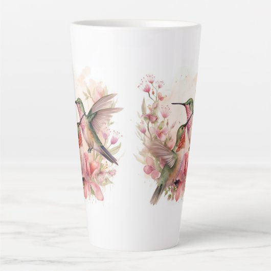 Humming Bird met Bloemen Latte Mok (Voorkant)