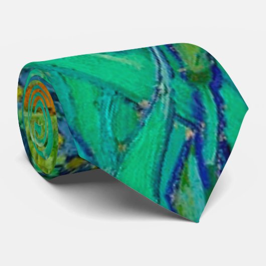 Humming Bird op Van Gough's Blue Iriss Stropdas (Opgerold)