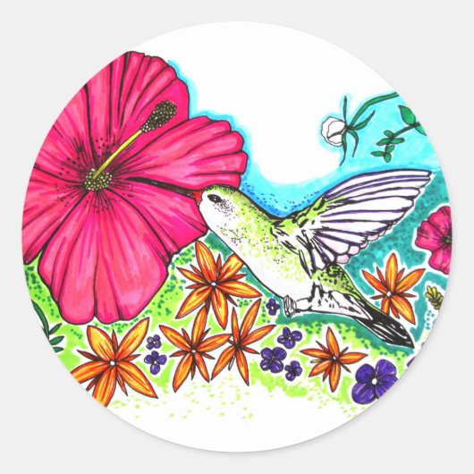 Humming Bird Ronde Sticker (Voorkant)