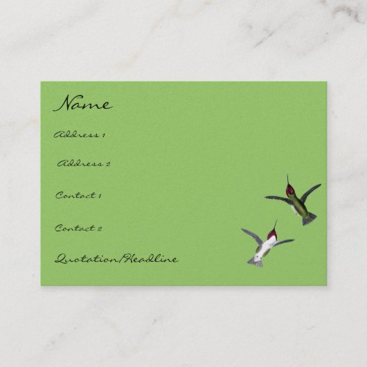  Humming Birds kiezen Achtergrondkleuren Visitekaartje (Voorkant)