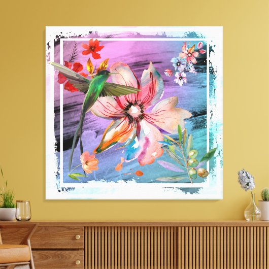 Humming Floral Canvas Afdruk (Insitu (Woonkamer))