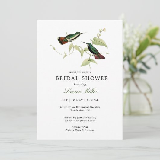  Humming vogel Bridal doucheuitnodiging Aankondiging (Staand voorkant)