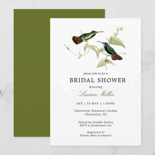  Humming vogel Bridal doucheuitnodiging Aankondiging (Voorkant / Achterkant)