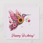 Humming vogel vliegen Happy Birthday (Voorkant / Achterkant)