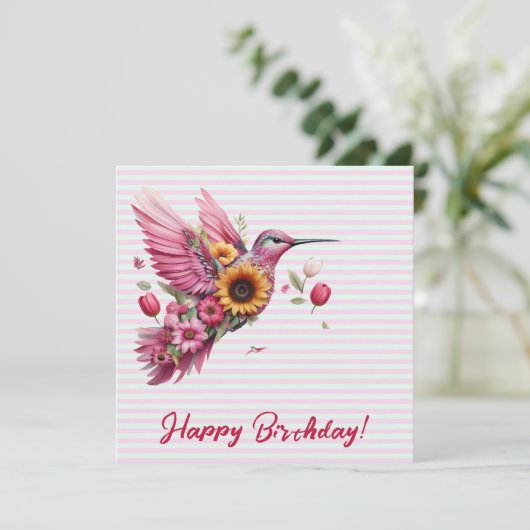 Humming vogel vliegen Happy Birthday (Staand voorkant)