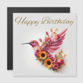 Humming vogel vliegen met bloemen Happy Birthday (Voorkant / Achterkant)