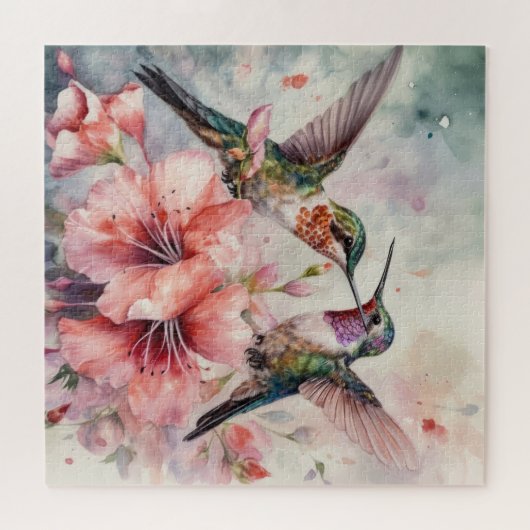 Humming Vogels en Bloemen Legpuzzel (Horizontaal)