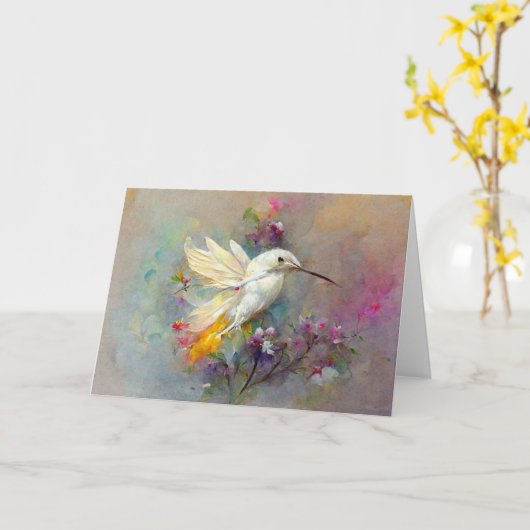 Hummingbird 2 Folded Kaart (Gele Bloem)