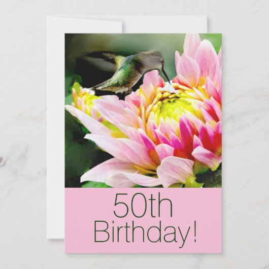 Hummingbird 50th Brithday Party Invitation Kaart (Voorkant)