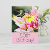 Hummingbird 50th Brithday Party Invitation Kaart (Staand voorkant)
