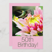 Hummingbird 50th Brithday Party Invitation Kaart (Voorkant / Achterkant)